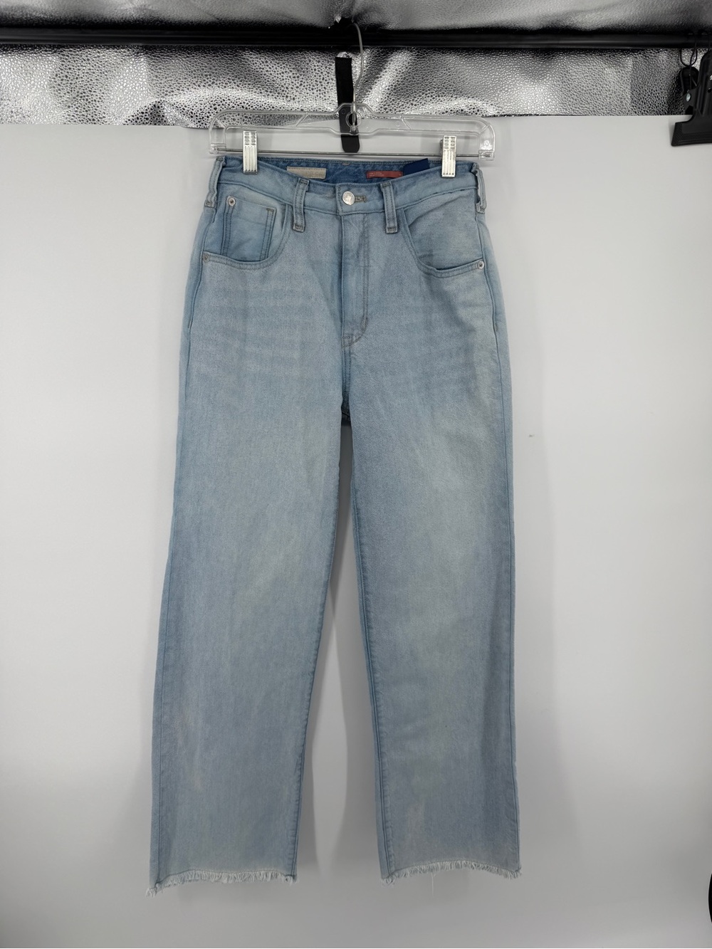 Pilcro Cottagecore CoastalGrandma BohoHigh Rise Wide Leg Frayed Hem Jeans Sz25